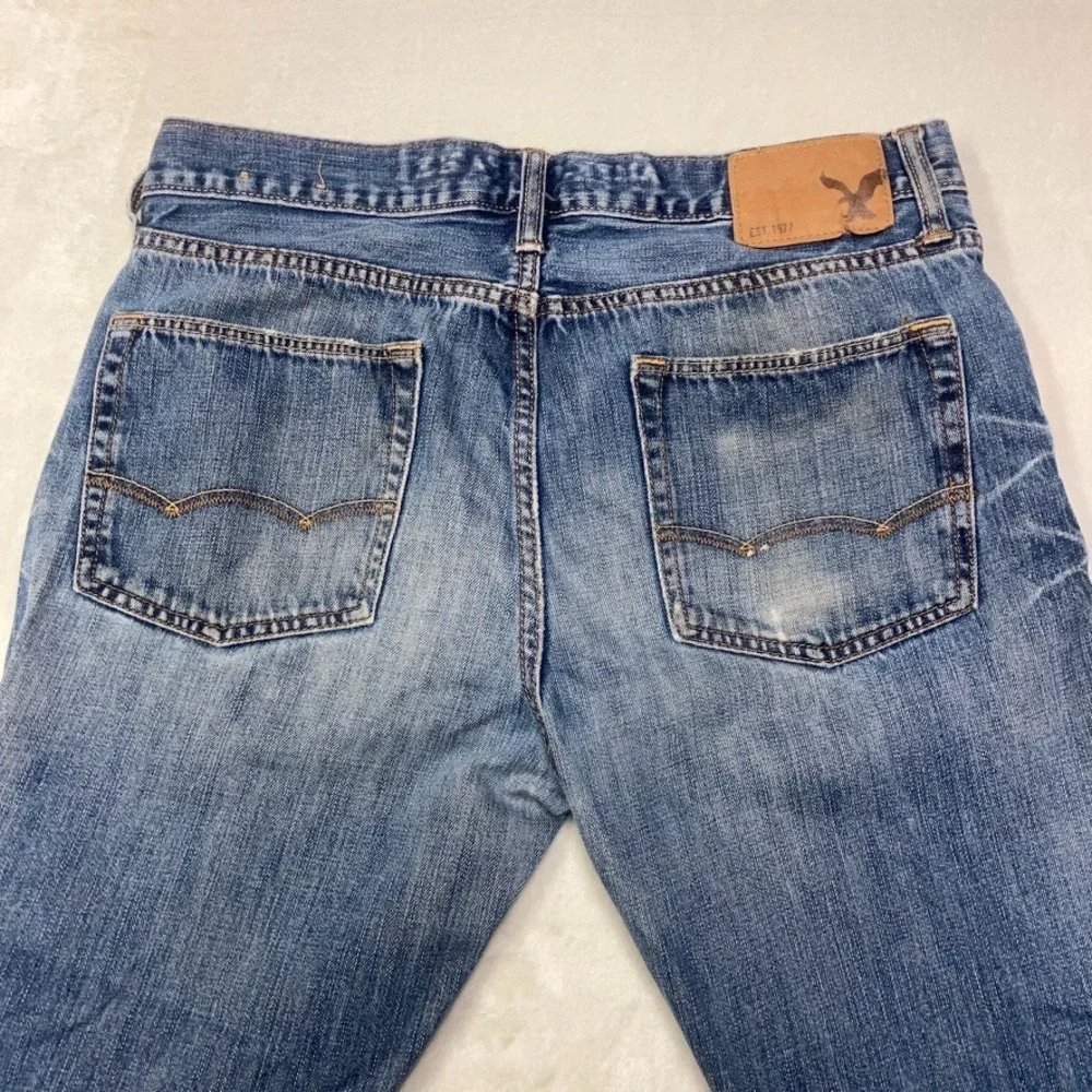 American Eagle Original Bootcut Jeans Men's 32x30 Blue Distressed Denim Y2K